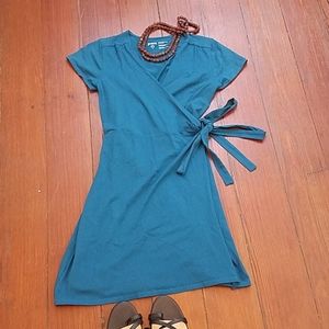 Teal Pact Organic Cotton Wrap Dress